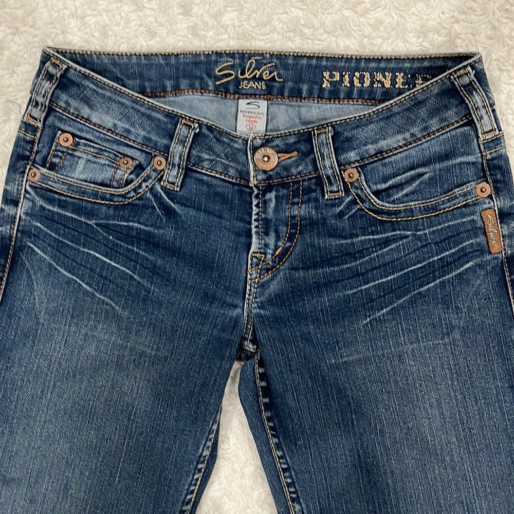 Silver Pioneer Stretch Jean flip back embroidered pocket size 28. - Picture 4 of 13